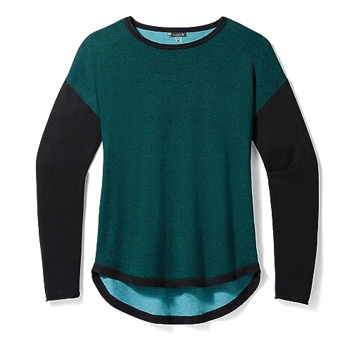 Smartwool Women's Shadow Pine Colorblock Sweater, Emerald/Black Marl, M Smartwool Women's Shadow Pine Colorblock Sweater, Emerald/Black Marl, M von Smartwool