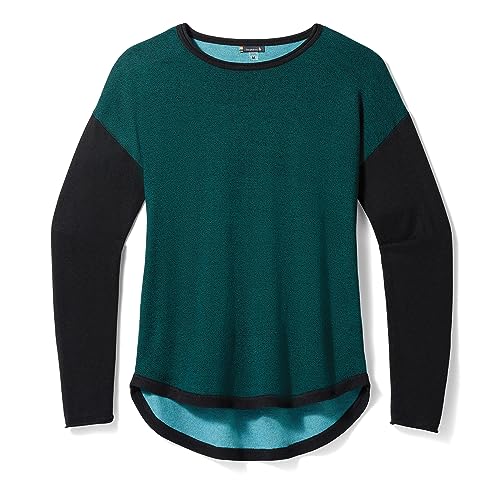 Smartwool Women's Shadow Pine Colorblock Sweater, Emerald/Black Marl, S von Smartwool
