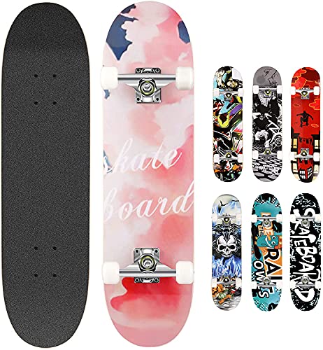 Smibie Skateboards Pro 78,7 cm Komplett-Skateboards für Teenager, Anfänger, Mädchen, Jungen, Kinder, Erwachsene, 7 Schichten Ahornholz, Unisex-Erwachsene Mädchen Jungen, Rose, 31'' x 8'' Smibie Skateboards Pro 78,7 cm Komplett-Skateboards für Teenager, Anfänger, Mädchen, Jungen, Kinder, Erwachsene, 7 Schichten Ahornholz, Unisex-Erwachsene Mädchen Jungen, Rose, 31'' x 8'' von Smibie