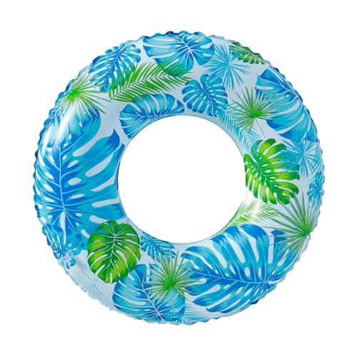 Smileshiney Schwimmring für Kinderbecken, aufblasbarer Schwimmring,Lebensretter im Blattdruck-Design | Donut-Poolschwimmer, Rettungsring, Schwimmring, integriertes Ventil für den Sommer von Smileshiney