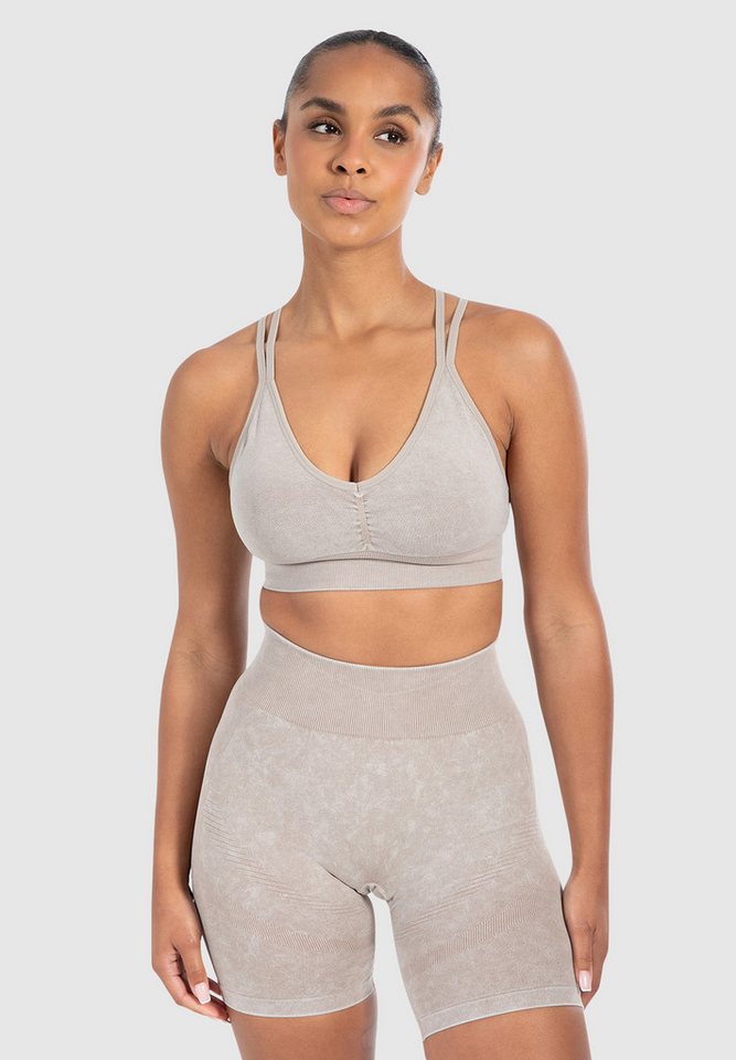 Smilodox Sport-BH Batik Acid Cross, Sport Bra Scrunch V-Ausschnitt Fester Halt Seamless, Seamless Crop Top ohne Bügel Atmungsaktiv Bustier Sport Yoga Bra von Smilodox