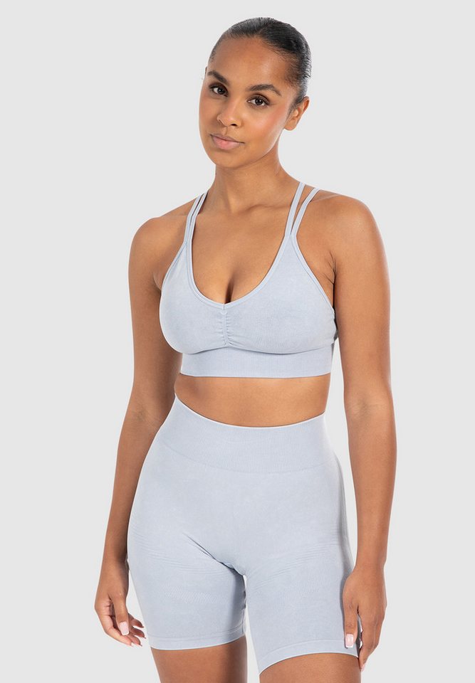 Smilodox Sport-BH Batik Acid Cross, Sport Bra Scrunch V-Ausschnitt Fester Halt Seamless, Seamless Crop Top ohne Bügel Atmungsaktiv Bustier Sport Yoga Bra von Smilodox