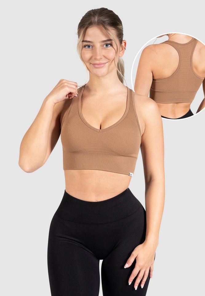 Smilodox Sport-BH Amaze Pro, Seamless Sport Bra Gerippter Stoff Fitness Yoga Alltag Raberback Top Atmungsaktiv ohne Bügel Fitness Gym Ripped Bustier Smilodox Sport-BH Amaze Pro, Seamless Sport Bra Gerippter Stoff Fitness Yoga Alltag Raberback Top Atmungsaktiv ohne Bügel Fitness Gym Ripped Bustier von Smilodox