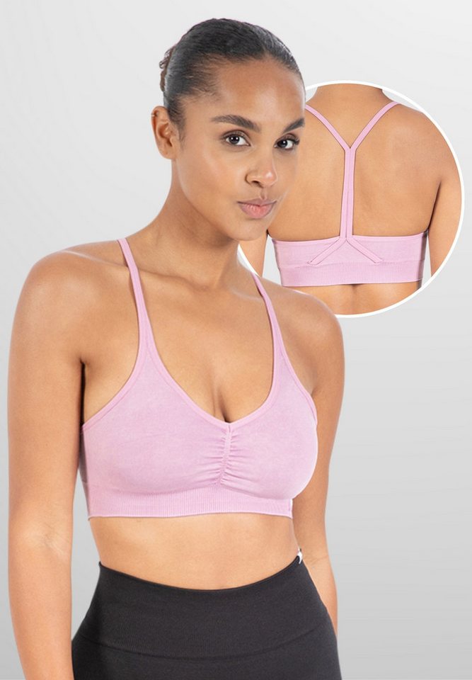 Smilodox Sport-BH Batik Scrunch Icon, Push Up BH ohne Bügel V-Ausschnitt Fitness Shaped Fit Sport Bra Herausnehmbare Cups Verstellbare Träger Yoga Gym von Smilodox