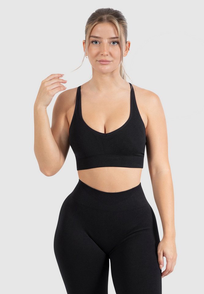 Smilodox Sport-BH Cetrina, Seamless Sport Bra eleganter Rückenausschnitt Fitness Seamless, Push-Up BH V-Ausschnitt ohne Bügel Atmungsaktiv Bustier Yoga Alltag von Smilodox