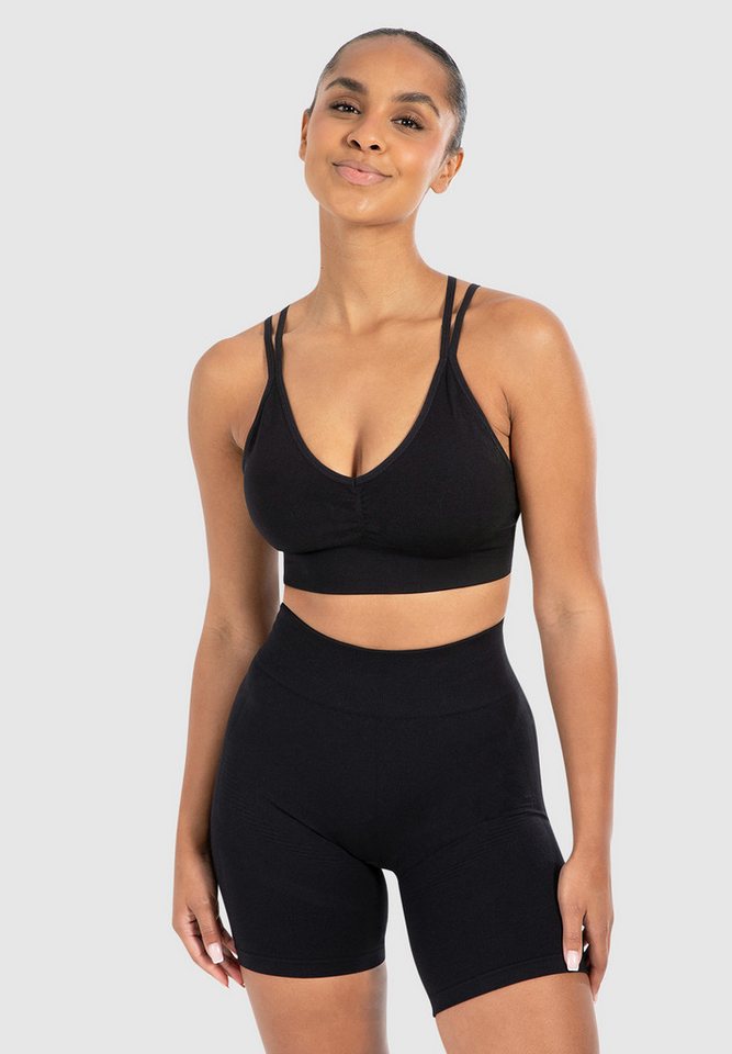 Smilodox Sport-BH Katrin, Crop Top V-Ausschnitt Fester Halt Fester Halt Yoga Alltag Seamless, Sport Bra Atmungsaktiv ohne Bügel Fitness Gym Scrunch Bustier Smilodox Sport-BH Katrin, Crop Top V-Ausschnitt Fester Halt Fester Halt Yoga Alltag Seamless, Sport Bra Atmungsaktiv ohne Bügel Fitness Gym Scrunch Bustier von Smilodox