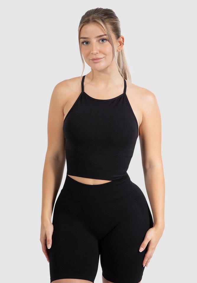 Smilodox Sport-BH Maria Solid, Neckholder Crop Top mit elegantem Rückenausschnitt Slim Fit Länger Geschnitten Bra Herausnehmbare Cups Fitness Gym Yoga von Smilodox