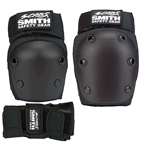 Smith Safety Gear Scabs Knie- / Ellbogen- / Handgelenkschutz-Set (3er-Pack), Schwarz (M) von Smith