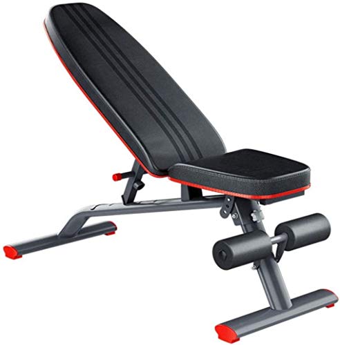 Hantelbank, verstellbar, Mehrzweck-Sit-Up-Bank, Krafttraining, Fitnessbank, flach/geneigt, für das Heim-Fitnessstudio, schwarz, 11040110 cm von SnamicE