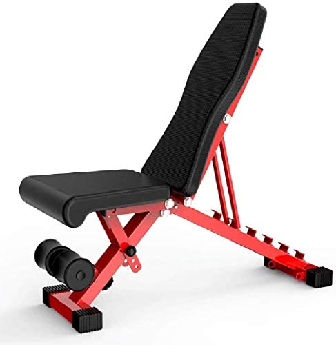 Verstellbare Hantelbank, Mehrzweck-Sit-Up-Bank, flach/geneigt, Krafttraining für Zuhause, Fitnessstudio, Rot, 106 x 32 x 113 cm von SnamicE