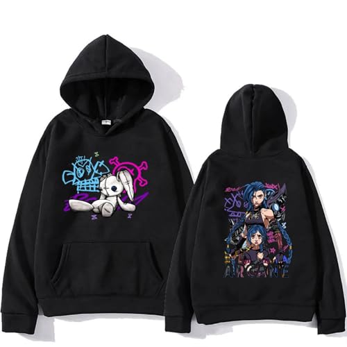 Hoodie Cartoon Print Sweatshirt, Kinder Langarmpullover Herren Und Damen Lose Sweatshirt XS~3XL-Black||XXL von Snavert