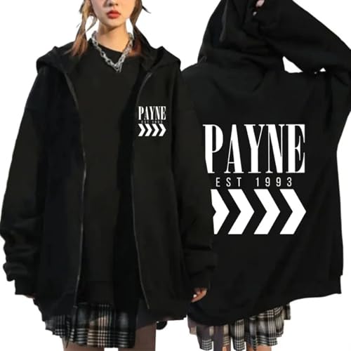 Hoodie Li-am Sänger Pay-ne Cartoon Druck Reißverschluss Hoodie, Herren Damen Vintage Langärmel Mode Reißverschluss Sweater Gelegenheitsgröße Jacke-Black&a||S von Snavert