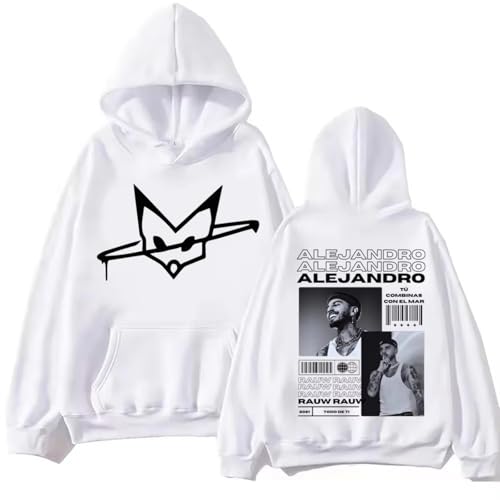 Hoodie Rauw Sänger Alejandro Hip Hop Sweatshirt, Herren Und Damen Cartoon Print Pullover Modische Freizeitjacke-Black||XS von Snavert