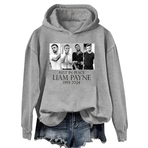 Sweatshirt Li-am Hoodie Pay-ne Grafikdruck Souvenir Pullover, Kinder Plus Size Hoodie Lässige Retro Jacke Unisex Hip Hop Kleidung-Grey||XS von Snavert