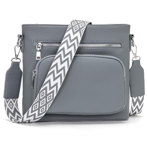 Snmoec damen handtasche mittelgross umhängetasche damen mittelgroß crossbody bag Veganes Leder umhängetasche mit breitem gurt damentaschen Graublau Snmoec damen handtasche mittelgross umhängetasche damen mittelgroß crossbody bag Veganes Leder umhängetasche mit breitem gurt damentaschen Graublau von Snmoec