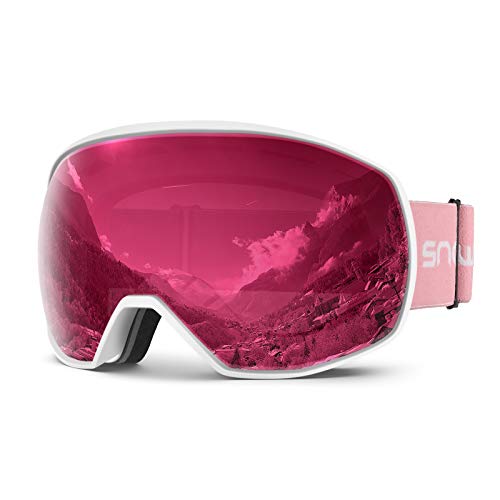 Skibrille Damen und Herren Snowboardbrille Doppel-Objektiv OTG UV400 Schutz Anti-Beschlag Winddicht Ski Schutzbrille Helmkompatibel für Skifahren Motorrad Fahrrad Skaten von Snowledge