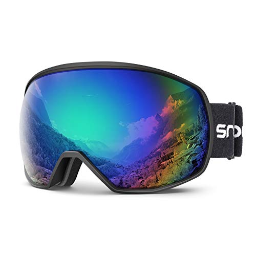 Skibrille Damen und Herren Snowboardbrille Doppel-Objektiv OTG UV400 Schutz Anti-Beschlag Winddicht Ski Schutzbrille Helmkompatibel für Skifahren Motorrad Fahrrad Skaten von Snowledge