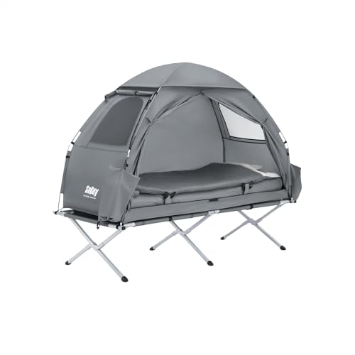SoBuy Feldbett mit Zelt Schlafsack Wurfzelt Matratze und Zubehör Zelt 1 Person 1 Mann Zelt Feldbett 4in1-Zelt mit Campingliege Hellgrau BHT ca. 193x160x86cm OGS32-HG SoBuy Feldbett mit Zelt Schlafsack Wurfzelt Matratze und Zubehör Zelt 1 Person 1 Mann Zelt Feldbett 4in1-Zelt mit Campingliege Hellgrau BHT ca. 193x160x86cm OGS32-HG von SoBuy