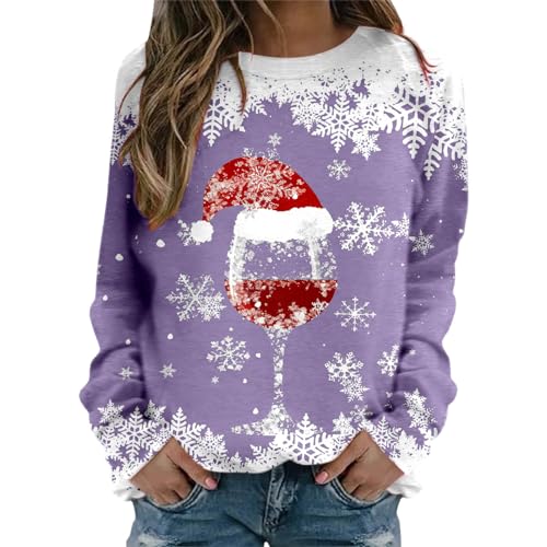 Angebote des Tages Heute Damen, Weihnachtspullover Damen Große Größen Lustig Weihnachten Pullover Weihnachtsshirt Elegant Ugly Weihnachts Sweatshirt Christmas Sweater Schön Oberteile von Sobzia