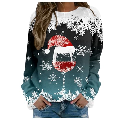 Befristetes Angebot, Lustiger Weihnachtspullover Damen Winter Weihnachtsshirt Weihnachts Sweatshirt Ugly Schön Weihnachten Pullover Langarmshirt Große Größen Langarm Weihnachtspulli von Sobzia