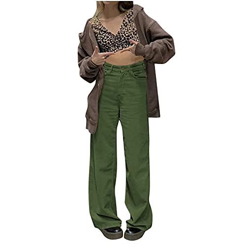 Cordhose Damen, Cordhose Damen High Waist Hosen Elegant Locker Freizeithose Lang mit Taschen Elastischer Bund Corduroy Stoffhose Bequem Gerades Bein Weite Hose Herbst Winter Corduroy Pants von Sobzia