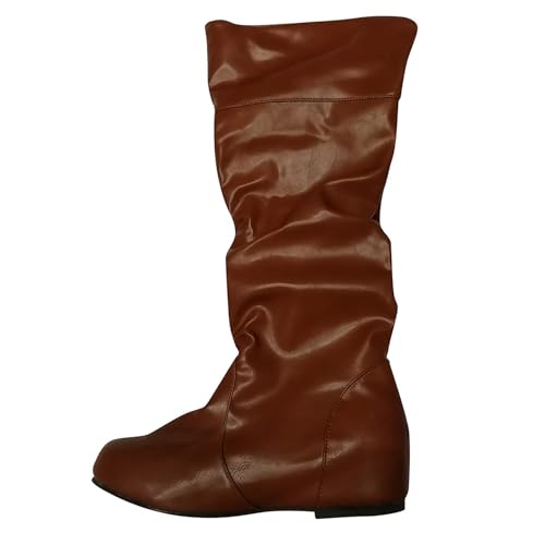 Cowboy-Stiefeletten-Damen, Overknees Stiefel Damen Beige Dicke Beine Damenstiefel Lange Stiefel Sexy Hohe Stiefel Winter Stiefel Knee High Boots Langschaf Long Boots Kniehohe Stiefel von Sobzia