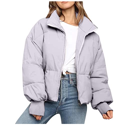 Dufflecoat-Damen-Winter, Winterjacke Damen Daunenjacke Elegante Parka Einfarbig Oberteile Warm Windbreaker Casual Kapuzenpullover Frau Zipper Jacke Große Größen Wanderjacke Baumwolle Fleecepullover von Sobzia