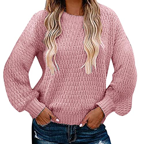 Fleece Pulli Damen, Strickpullover Damen Zopfpullover Thermo Strickpulli Baumwolle Rolli Große Größen Turtleneck Winterpullis Schwarz Wollpullover Basic Troyer von Sobzia