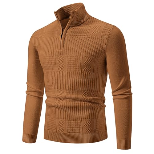 Fleecepullover Herren, Rollkragenpullover Herren Half Zip Pullover Arbeitspullover Ohne Kapuze Warm Winterpullover mit Reissverschluss Langarm Strickpullover Sweatshirt Herrenpullover von Sobzia