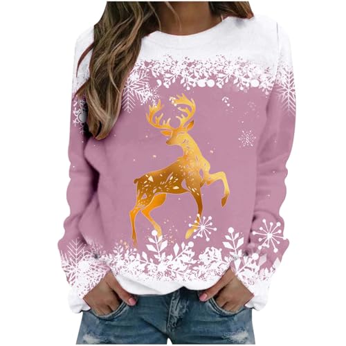 Fleecepullover Herren, Weihnachtspullover Damen Lustig Langarm Weihnachtskostüm Weihnachten Pullover Basic Große Größen Weihnachtsshirt Christmas Sweater Ugly Oberteile von Sobzia