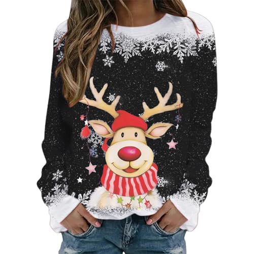 Fleecepullover Herren, Weihnachtspullover Damen Rot Große Größen Weihnachtskostüm Weihnachtsshirt Ugly Schön Weihnachts Sweatshirt Pullis Lustig Winter Oberteile von Sobzia