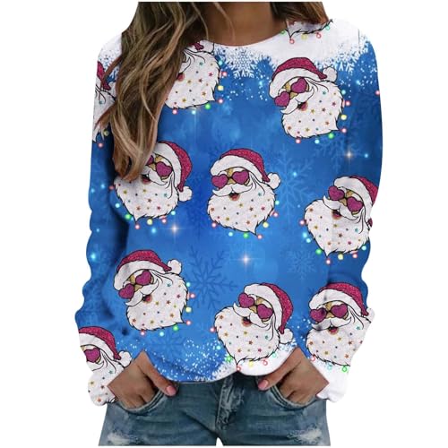 Fleecepullover Herren, Weihnachtspullover Damen Ugly Langarm Weihnachtsshirt Weihnachten Pullover Winter Schön Weihnachts Sweatshirt Christmas Sweater Lustig Oberteile von Sobzia