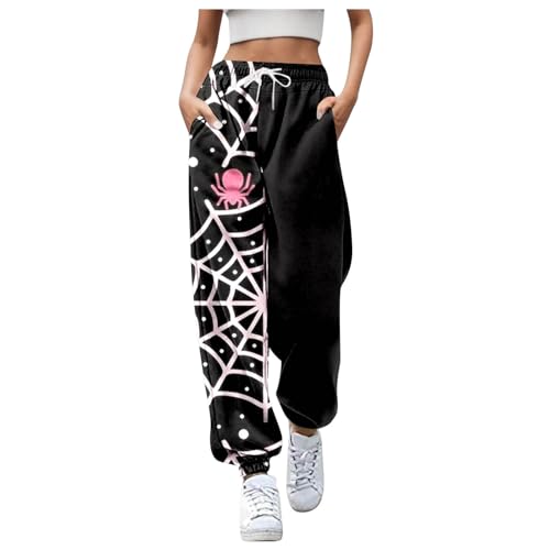 Halloween Kostüm Damen Gruselig, Baggy Jogginghose Damen Halloween Sporthose Festlich Trainingshose Lässig Freizeithose Elastisch Jogginghose Baggy Stoffhose Yogahose Hohe Taille Laufhose von Sobzia