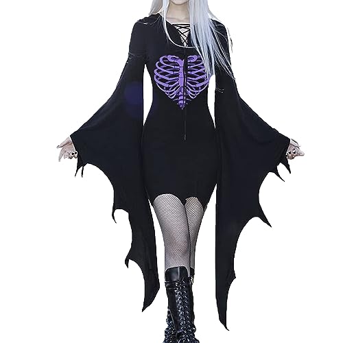 Halloween-kostüm-Damen-große-größen, Fledermaus Kostüm Damen Gruselig Halloween Kleid Faschingskostüme Sexy Halloween Kleidung Große Größen Mittelalter Kleidung Halloween Kostüm von Sobzia