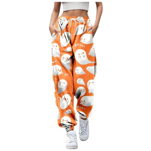 Jogginghose Damen Baggy, Sporthose Damen Lang Leicht Freizeithose Sweathose High Waist Halloween Elegant Jogginghose Jogpants Baumwolle Fitness Slim Fit Trainingshose Sporthose Lang Yoga Hosen von Sobzia