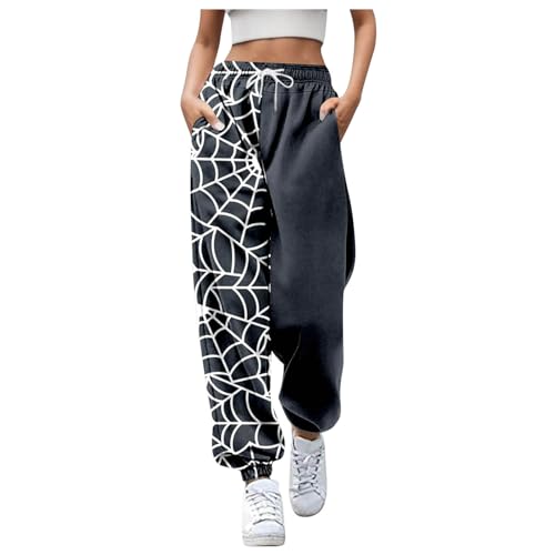 Jogginghose Damen Lang, Baggy Jogginghose Damen Halloween Sporthose Festlich Trainingshose Lässig Freizeithose Elastisch Jogginghose Baggy Stoffhose Yogahose Hohe Taille Laufhose Lang Sweatpants von Sobzia