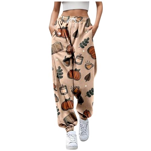 Kurze Jogginghose Herren, Jogginghose Damen Große Größen Stretch Freizeit Yogahose Lang Pumpkin Skelett Print Sporthose Halloween Casual Loose Laufhose Hip-Hop Stofflatzhose Gummibund Sporthosen von Sobzia