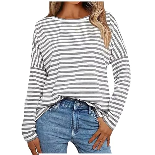 Langarmshirt-Herren, Ringelshirt Damen Shirt Streifenshirt 1/1-Arm - Ringelshirt Langarmshirt Damen Gestreift - Longsleeve Shirt mit Streifen aus Baumwolle von Sobzia