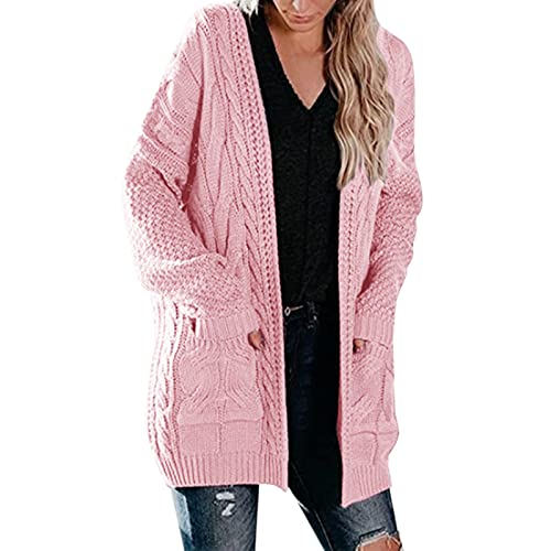 Meine Bestellungen, Strickjacke Damen Grobstrick Cardigan - Lange Strickpullover Winter Jacke Große Größen Jäckchen Langarm Lang Casual Strickmantel Taschen Strickjacken Vorne Offen von Sobzia