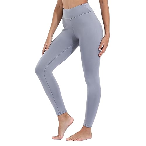 Nylon-Leggings-Damen, Thermo Leggings Damen Gefüttert High Waist Thermoleggins Lang mit Innenfleece Warm Teddy Sportleggins Strumpfhosen Thermohose Laufhose Winterkeid von Sobzia