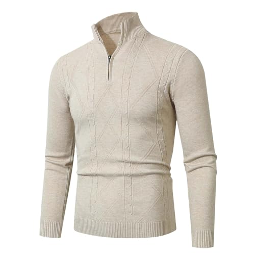 Pullover & Strickjacken für Damen, Herren Fleece Pullover mit Viertelreißverschluss Turtleneck Pullover Langarm Leichter Arbeitspullover Bequem Weich Warmer Winter Sweater Rollkragen 1/4 Zip Pullover von Sobzia