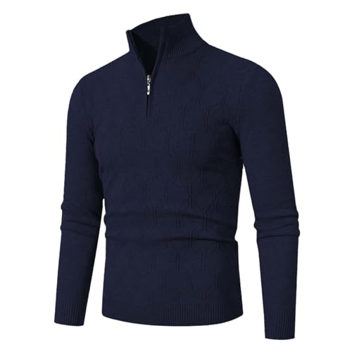 Rollkragenpullover Herren, Herren Fleecepullover mit Stehkragen und Reißverschlussr Microfleece Sweatshirt 1/4 Zip Langarm Leichter Turtleneck Strickpullover Grobstrick Verdickt Rollkragen von Sobzia