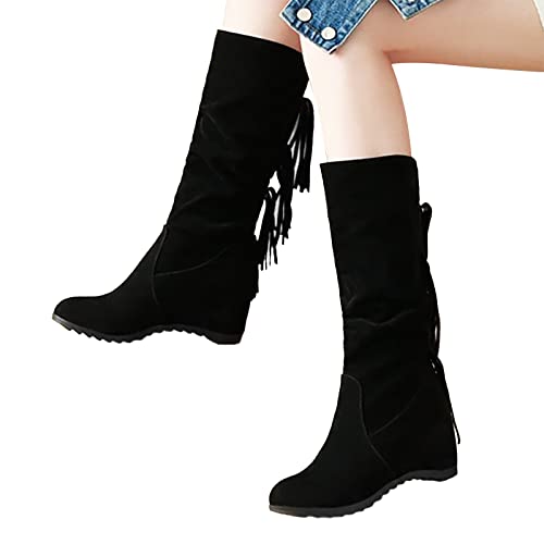 Schlupfschuhe, Stiefeletten Damen mit Absatz Schwarze Cowboy Boots Ankle Boots Leder Hohe Stiefel Cowboystiefel Westernstiefel Western Elegant Wildleder Stiefelette von Sobzia