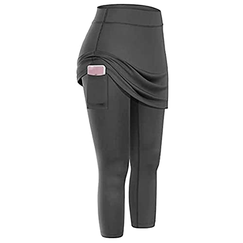 Sobzia Hosenrock-Damen-kurz, Leggings mit Rock Damen High Waist Laufhose Yogahose Schwarz Yoga Hose Tennisrock Formende Golf Skort Rockhose Sport Gym Tights Jogginghose von Sobzia