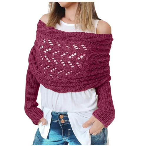 Sobzia Strickmantel Herren, Zopfmuster-umhang Bolero für Damen, 2024 Neuer Pullover-Schal mit Ärmeln, Gestrickter Schal Gestrickter Zopfschal von Sobzia