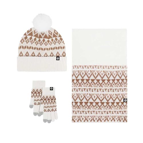 Sobzia schal-und-mütze-Damen-Set-Winter, Beanie Hut Schal Handschuhe Set Winter Strickmütze Halswärmer Fahrhandschuhe Unisex von Sobzia