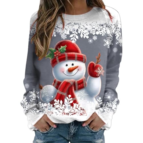 Strickpullover Damen Oversize, Weihnachtspullover Damen Große Größen Rundhals Weihnachtsshirt Weihnachtskostüm Winter Weihnachts Sweatshirt Pullis Elegant Ugly Christmas Sweater von Sobzia