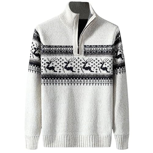 Troyer Herren Baumwolle Warme, Strickpullover Arbeitspullover Outdoor Norweger Pullover Herrenpullover Langarm Troyer Warm Pullover & Strickjacken Weihnachtspullover von Sobzia