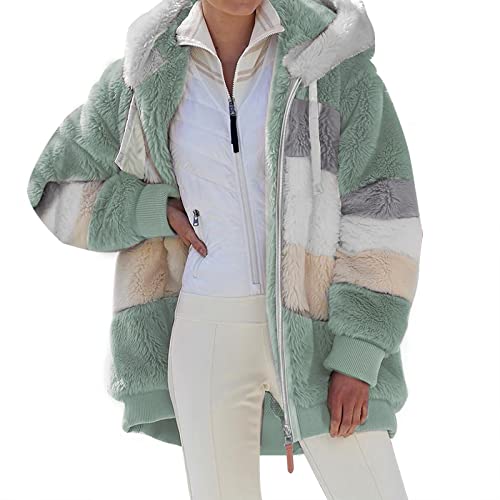 Warehouse Deal, Wintermantel Damen Warm Hoodie Jacke Oversize Mantel Winter Kapuzenpullover Sweatshirt mit Kapuze Kapuzenjacke mit Taschen Winterjacke Plüschjacke Langarm Wintermantel Warm von Sobzia