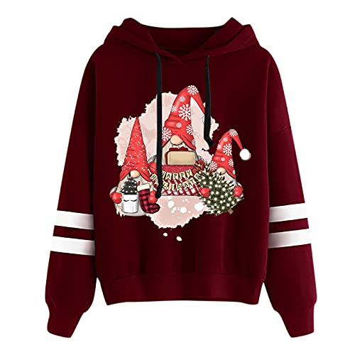 Weihnachts-Hoodie-Damen, Weihnachtspullover Damen Lustig Wichtel Weihnachtspulli Xmas Sweater Langarm Christmas Pullover Lässig Christmas Sweater Oberteile Weihnachten Kleider Mode Weihnachtskleidung von Sobzia